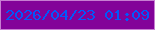 文字の大きさ：2、枠の色：c77ed2、背景の色：830299、文字の色：0159fb 無料ブログパーツのブログ時計