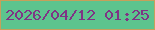 文字の大きさ：5、枠の色：c7a05a、背景の色：5dc48e、文字の色：7f3485 無料ブログパーツのブログ時計