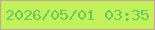 文字の大きさ：2、枠の色：c7a192、背景の色：c1f25c、文字の色：6ac859 無料ブログパーツのブログ時計