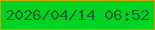 文字の大きさ：2、枠の色：c7a409、背景の色：01d323、文字の色：24692c 無料ブログパーツのブログ時計