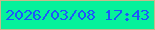 文字の大きさ：3、枠の色：c7b98b、背景の色：06f19b、文字の色：1d56fb 無料ブログパーツのブログ時計