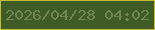 文字の大きさ：4、枠の色：c7bc37、背景の色：3f5c27、文字の色：728555 無料ブログパーツのブログ時計