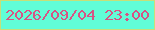 文字の大きさ：5、枠の色：c7df78、背景の色：61fdd7、文字の色：d75485 無料ブログパーツのブログ時計