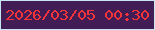 文字の大きさ：2、枠の色：c7e5f2、背景の色：421d55、文字の色：f3343b 無料ブログパーツのブログ時計