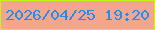 文字の大きさ：5、枠の色：c7f418、背景の色：f2a68c、文字の色：218df0 無料ブログパーツのブログ時計