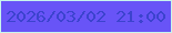 文字の大きさ：5、枠の色：c7f5ec、背景の色：6854f7、文字の色：3c43ce 無料ブログパーツのブログ時計