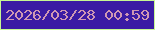 文字の大きさ：2、枠の色：c7f793、背景の色：3b1ba4、文字の色：cf98b3 無料ブログパーツのブログ時計