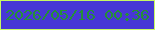 文字の大きさ：4、枠の色：c7f963、背景の色：4737d6、文字の色：258f38 無料ブログパーツのブログ時計