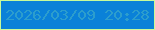 文字の大きさ：2、枠の色：c7fa9a、背景の色：0a81d8、文字の色：2c9dcd 無料ブログパーツのブログ時計