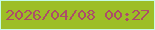 文字の大きさ：1、枠の色：c7fbe4、背景の色：9dbe26、文字の色：ac4d69 無料ブログパーツのブログ時計