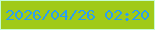 文字の大きさ：2、枠の色：c7fcd2、背景の色：a0ca18、文字の色：2b9ff0 無料ブログパーツのブログ時計