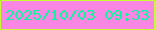 文字の大きさ：2、枠の色：c7fd33、背景の色：f986e3、文字の色：07f89d 無料ブログパーツのブログ時計