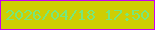 文字の大きさ：1、枠の色：c800f2、背景の色：cece03、文字の色：76e77d 無料ブログパーツのブログ時計