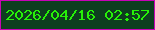 文字の大きさ：1、枠の色：c802b6、背景の色：0e3e1f、文字の色：27f108 無料ブログパーツのブログ時計