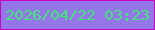 文字の大きさ：4、枠の色：c804bf、背景の色：9576e9、文字の色：3eea75 無料ブログパーツのブログ時計
