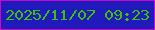 文字の大きさ：1、枠の色：c806d2、背景の色：1f1ab9、文字の色：3dc00f 無料ブログパーツのブログ時計