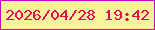 文字の大きさ：2、枠の色：c807bf、背景の色：fcf19c、文字の色：e60b58 無料ブログパーツのブログ時計