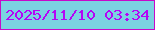 文字の大きさ：3、枠の色：c808ca、背景の色：7bd2e1、文字の色：b505f5 無料ブログパーツのブログ時計