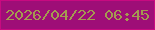 文字の大きさ：2、枠の色：c80a80、背景の色：9e0e77、文字の色：a49a50 無料ブログパーツのブログ時計