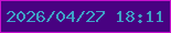 文字の大きさ：3、枠の色：c811ce、背景の色：480281、文字の色：3ea3c7 無料ブログパーツのブログ時計