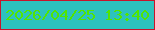 文字の大きさ：5、枠の色：c8142a、背景の色：2dc2bd、文字の色：52e501 無料ブログパーツのブログ時計