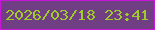 文字の大きさ：3、枠の色：c816d8、背景の色：703f83、文字の色：9fcc29 無料ブログパーツのブログ時計