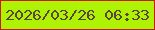 文字の大きさ：4、枠の色：c81914、背景の色：aef304、文字の色：5d4531 無料ブログパーツのブログ時計