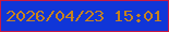 文字の大きさ：1、枠の色：c81942、背景の色：1036d8、文字の色：c7831e 無料ブログパーツのブログ時計