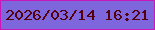 文字の大きさ：2、枠の色：c819b8、背景の色：7e66dc、文字の色：54000c 無料ブログパーツのブログ時計