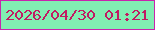 文字の大きさ：5、枠の色：c824ad、背景の色：81eeb2、文字の色：c11962 無料ブログパーツのブログ時計