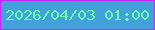 文字の大きさ：2、枠の色：c825ff、背景の色：44a0d8、文字の色：69fcad 無料ブログパーツのブログ時計