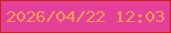 文字の大きさ：3、枠の色：c8261a、背景の色：e43f9a、文字の色：fa9d4e 無料ブログパーツのブログ時計