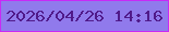 文字の大きさ：5、枠の色：c82af6、背景の色：907aec、文字の色：501a8a 無料ブログパーツのブログ時計