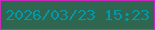 文字の大きさ：2、枠の色：c82bba、背景の色：2f664f、文字の色：0598aa 無料ブログパーツのブログ時計
