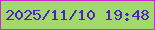 文字の大きさ：3、枠の色：c82bce、背景の色：a1d96d、文字の色：4e21c5 無料ブログパーツのブログ時計
