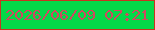 文字の大きさ：5、枠の色：c8341f、背景の色：04d948、文字の色：d14860 無料ブログパーツのブログ時計