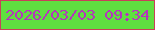 文字の大きさ：3、枠の色：c84059、背景の色：5fdf40、文字の色：b535bd 無料ブログパーツのブログ時計