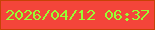 文字の大きさ：2、枠の色：c84206、背景の色：f4453a、文字の色：98fd33 無料ブログパーツのブログ時計