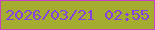 文字の大きさ：2、枠の色：c843c4、背景の色：a4ad30、文字の色：8640e2 無料ブログパーツのブログ時計