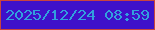 文字の大きさ：3、枠の色：c8443e、背景の色：3e11ca、文字の色：32a0dd 無料ブログパーツのブログ時計