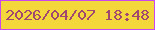 文字の大きさ：3、枠の色：c847ee、背景の色：f4d73b、文字の色：a14870 無料ブログパーツのブログ時計