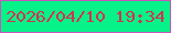 文字の大きさ：2、枠の色：c855bb、背景の色：07f289、文字の色：ce364e 無料ブログパーツのブログ時計