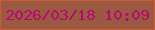 文字の大きさ：2、枠の色：c85d31、背景の色：9c5941、文字の色：b60970 無料ブログパーツのブログ時計