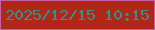 文字の大きさ：5、枠の色：c85fa2、背景の色：b0271a、文字の色：3a8f8d 無料ブログパーツのブログ時計
