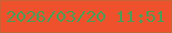 文字の大きさ：3、枠の色：c86338、背景の色：ef512c、文字の色：4f9b57 無料ブログパーツのブログ時計