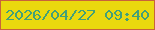 文字の大きさ：3、枠の色：c8633a、背景の色：ead90e、文字の色：43a078 無料ブログパーツのブログ時計