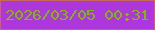 文字の大きさ：4、枠の色：c8665c、背景の色：ae36df、文字の色：81ba03 無料ブログパーツのブログ時計