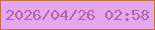 文字の大きさ：3、枠の色：c86a46、背景の色：e3a7eb、文字の色：ba5ca6 無料ブログパーツのブログ時計