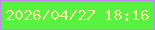 文字の大きさ：5、枠の色：c887f9、背景の色：58f240、文字の色：f0f8a4 無料ブログパーツのブログ時計