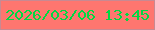 文字の大きさ：5、枠の色：c88992、背景の色：fe766f、文字の色：00d943 無料ブログパーツのブログ時計